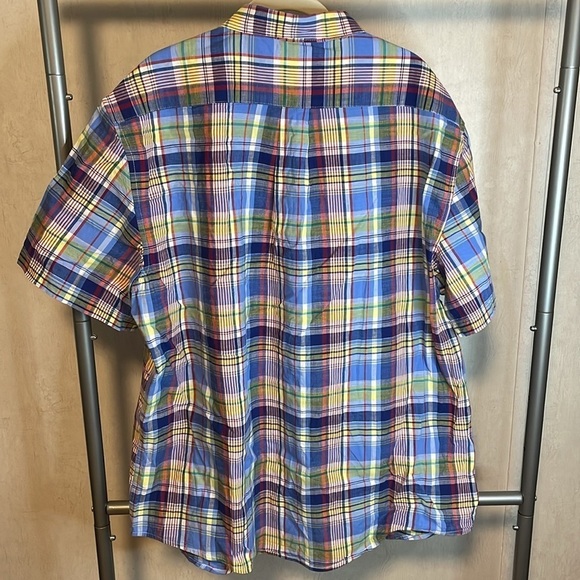 US Polo Assn Blue Plaid Short Sleeve‎ Button Up Men's Size 3XL Shirt - Picture 5 of 7